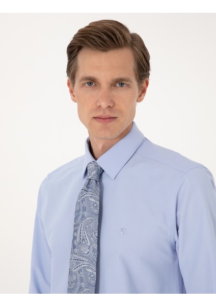 Erkek Mavi Regular Fit Uzun Kollu Basic Gömlek 50316742-VR036 fiyatları