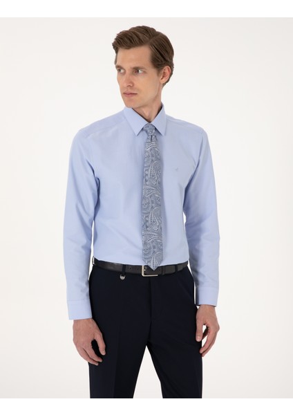 Erkek Mavi Regular Fit Uzun Kollu Basic Gömlek 50316742-VR036 fırsatları