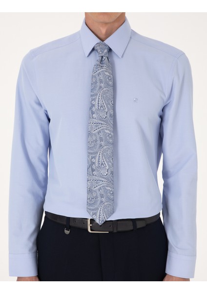 Erkek Mavi Regular Fit Uzun Kollu Basic Gömlek 50316742-VR036