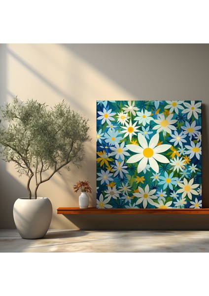 Yaban Çiçekleri Kanvas Tablo - Modern Geometrik Desen - Duvar Sanatı fiyatları