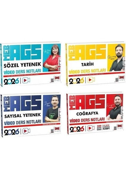 Yargı 2026 Meb-Ags Sözel + Sayısal Yetenek + Tarih + Coğrafya Video Ders Notları 4 Lü Set