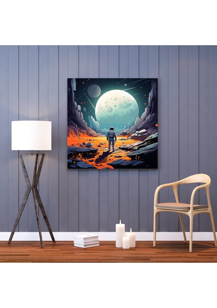 Retro Uzay Seyahati Ay Inişi Kanvas Tablo fiyatları