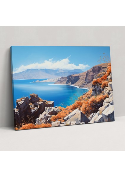 Santorini Duvar Sanatı - Modern Caldera Yağlı Boya Tablosu - Santorini Kanvas Duvar Sanatı Büyüleyici Santorini