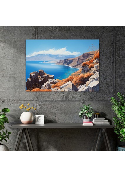 Santorini Duvar Sanatı - Modern Caldera Yağlı Boya Tablosu - Santorini Kanvas Duvar Sanatı Büyüleyici Santorini fiyatları