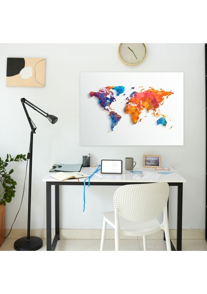 Geometrik Dünya Haritası Kanvas Tablo - Dünya Haritası Kanvas Duvar Sanatı Geometrik Şekiller Modern fiyatları