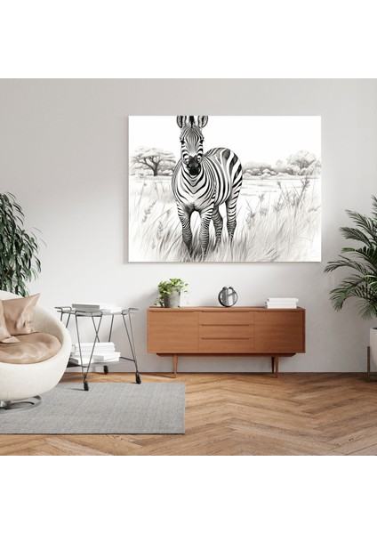 Zürafa Tuval Tablo - Ayakta Duran Zürafa - Zürafa Çizgi Çizimi Tuval Tablo fiyatları