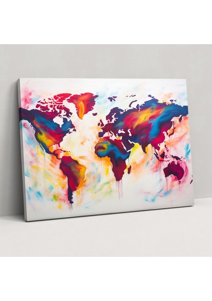 Dünya Haritası Duvar Sanatı - Dünya Haritası Kanvas Tablo Duvar Dekorasyonu Soyut