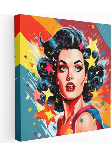 Dinamik Süper Kadın Pop Art Kanvas Tablo