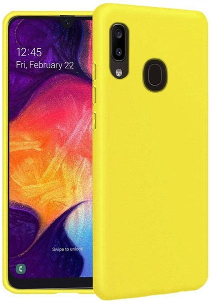 Samsung Galaxy A30 İçi Kadife Silikon Kılıf Sarı