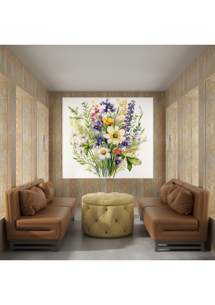 Retro Çiçek Desenli Kanvas Tablo fiyatları