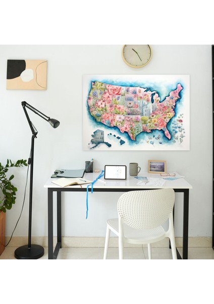 Amerika Birleşik Devletleri Haritası Duvar Süsü - Harika Bir Amerika Birleşik Devletleri Haritası Canlı Duvar Sanatı Kanvas Tablo Duvar Süsü fiyatları