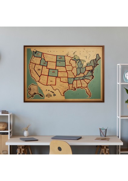 Amerika Birleşik Devletleri Haritası Duvar Sanatı - Amerika Birleşik Devletleri Haritası Kanvas Tablo Ev Dekorasyonu Duvar Sanatı fiyatları