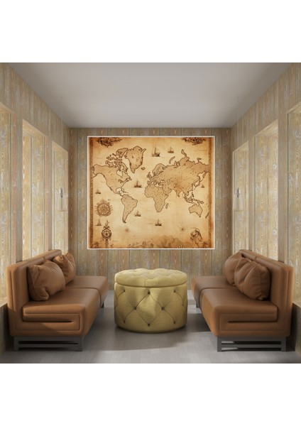 Eski Pergament Dünya Haritası Kanvas Tablo - Dünya Haritası Duvar Dekorasyonu Ev Dekorasyonu Solmuş Kenarlar modelleri