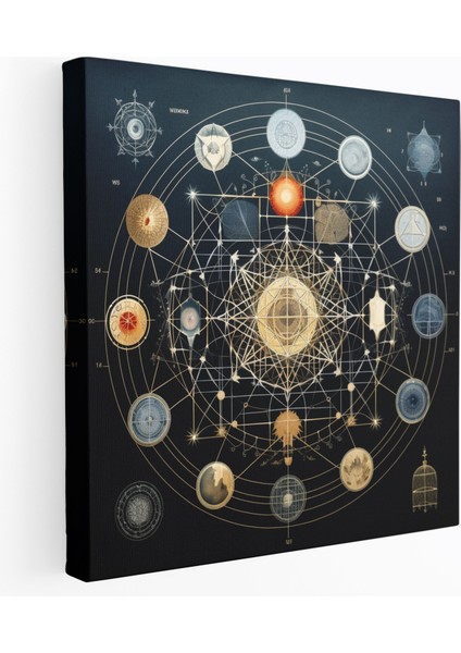 Kutsal Geometri Kanvas Tablo - Manevi Kozmik Bilgelik Ince Detaylar Ahenge