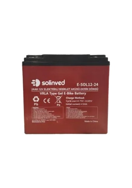 12V 24AH Vrla Type Elektrikli Bisiklet Aküsü (Premium)