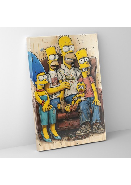 The Simpsons Kanvas Tablo: Klasik Aile Kanepe Üzerinde - The Simpsons Duvar Dekorasyonu Canlı Renkler