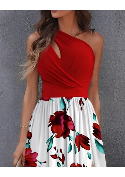 Kadın Tek Omuzdan Askılı Damla Detaylı Üst Dalgıç Alt Süprem Maxi Elbise fiyatları