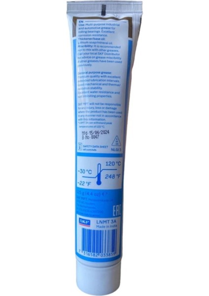 Çok Amaçlı Lityum Rulman Gresi -30/+130°C Sıcaklık Aralığına Uygun, Orta ve Büyük Boy Rulmanlar ile Hareketli Parçalar İçin, 125 gr modelleri