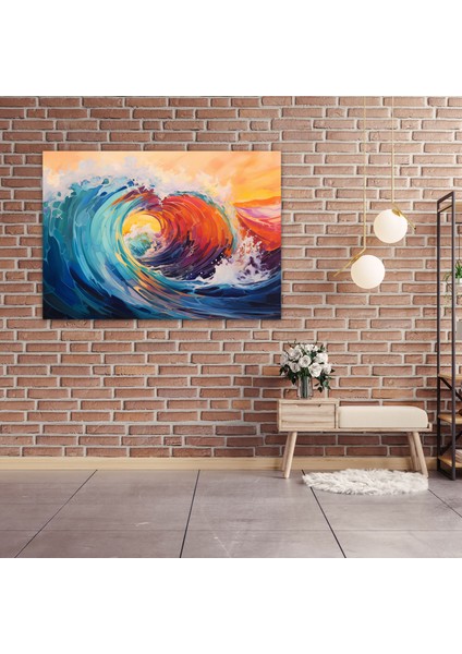 Surf Kanvas Tablo - Güneşli Gün Renkli Dalgalar Duvar Dekorasyonu modelleri