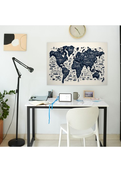 Tipografi Dünya Haritası Duvar Dekorasyonu - Dünya Haritası Motivasyonel Keşif Ilham Veren Alıntılar fiyatları