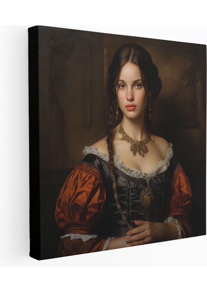 Rönesans Kanvas Tablo - Soylu Bir Kadının Muhteşem Portresi - Ev Dekorasyonu Yağlı Boya Kanvas