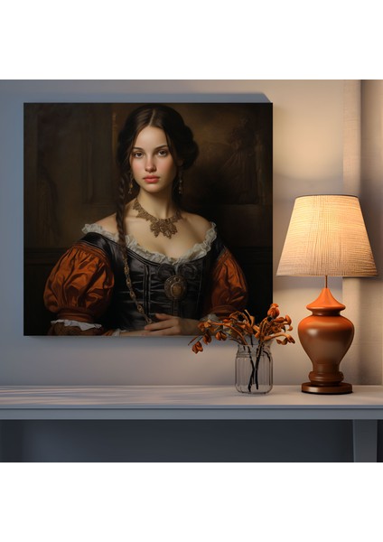 Rönesans Kanvas Tablo - Soylu Bir Kadının Muhteşem Portresi - Ev Dekorasyonu Yağlı Boya Kanvas fiyatları