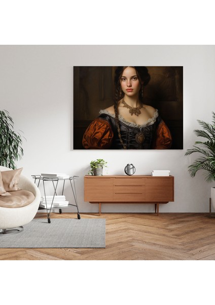 Rönesans Kanvas Tablo - Soylu Bir Kadının Muhteşem Portresi - Ev Dekorasyonu Yağlı Boya Kanvas modelleri