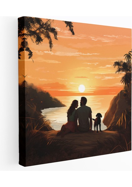 Günbatımı Romantizmi Kanvas Tablo - Günbatımı Duvar Dekorasyonu Günbatımı Romantizmi Kanvas Tablo