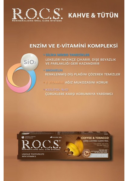 SLS İçermeyen Lekelere Karşı Beyazlatıcı Diş Macunu 60 ml Kahve Tütün Aromalı E Vitaminli fırsatları