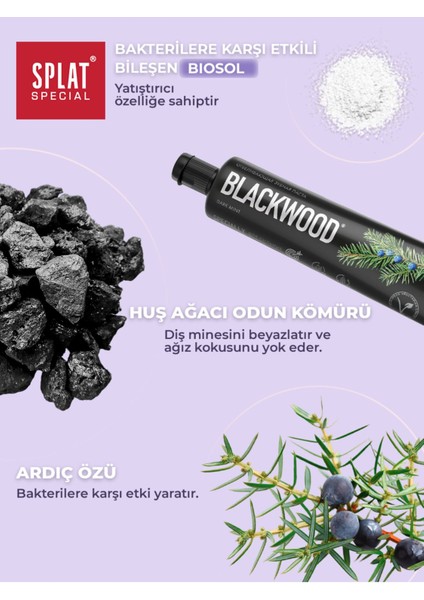 Blackwood Siyah Diş Macunu - Vegan, Florür İçermeyen, Beyazlatıcı, Etkili Temizlik, 1 Adet, Ardıç ve Nane Aromalı