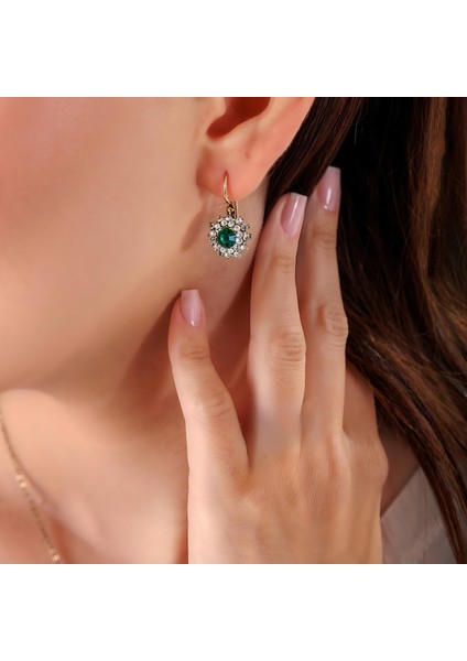 Klasik Işıltı Yeşil Kadın 2'li Takı Seti Küpe Kolye Takım Bakır El Yapımı Kararma Yapmaz Kutulu fiyatları