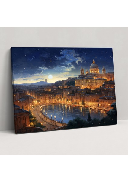 Roma Şehir Manzarası Kanvas Tablo - Akşamüstü Şehir Manzarası