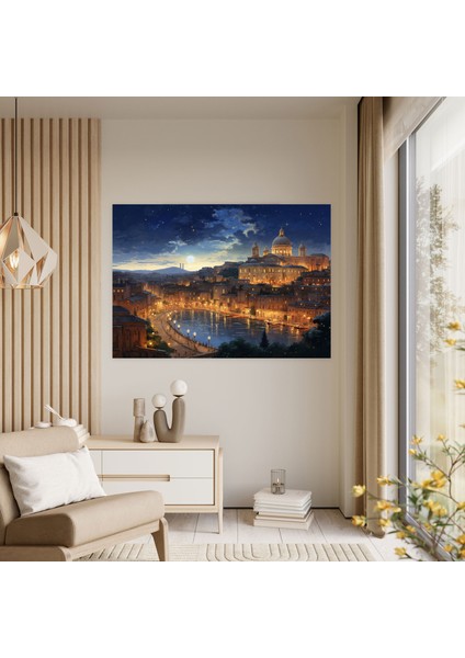 Roma Şehir Manzarası Kanvas Tablo - Akşamüstü Şehir Manzarası fiyatları