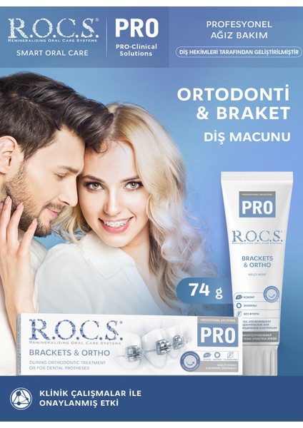 Pro Brackets & Ortho Diş Macunu - SLS İçermeyen, Güçlendirici ve Mineral Destekli, 74 gr, 1 Adet