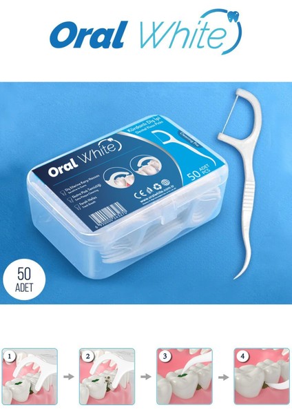 Aromasız, SLS İçermeyen Kürdanlı Diş İpi - 50 Adet Beyazlatıcı Oral White modelleri