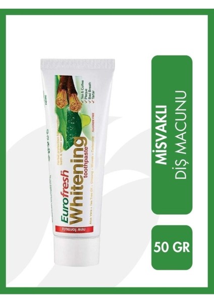 Eurofresh Misvaklı Diş Macunu - Aloe Vera ile Hassas Bakım, Çay ve Kahve Lekelerine Özel, Glütensiz, 50 gr fiyatları
