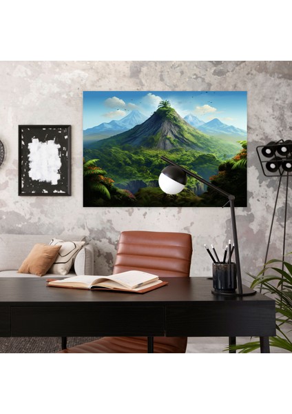 Dinlenen Volkan Duvar Sanatı - Volkan Gerçekçi Illüstrasyon Volkan Duvar Dekorasyonu Kanvas Tablo fiyatları