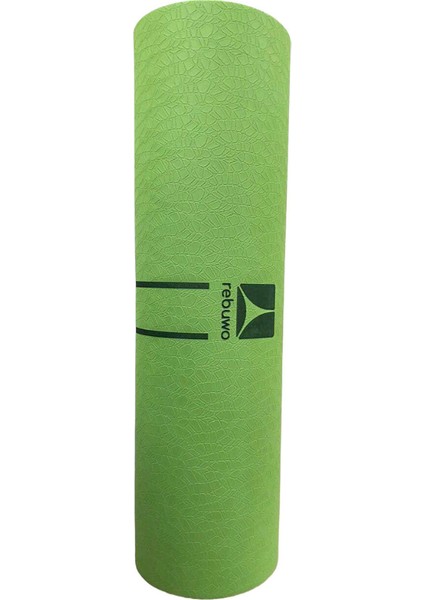 Çift Çizgi Tasarımlı Tpe Yoga Pilates Matı 6mm Kaymaz Hafif Taşınabilir - Koyu Yeşil