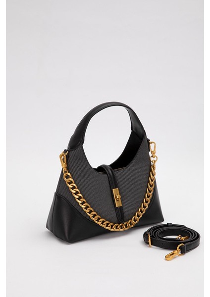 Siyah Gold Zincir Aksesuarlı El Çantası fiyatları