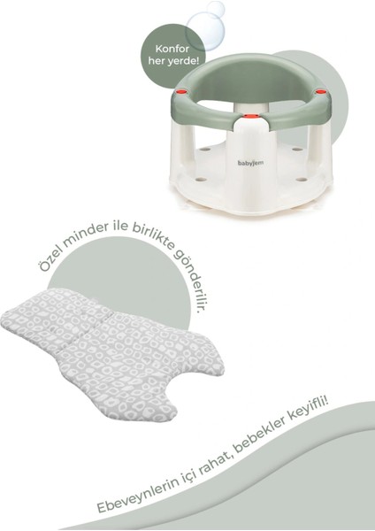Babyjem Önden Açılır Banyo ve Mama Oturağı ve Minderi - 2 ' Li Set Soft Yeşil modelleri