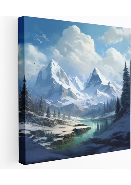 Kış Dağları Duvar Sanatı - Kar Dağlar Karla Kaplı Dağlar Duvar Dekorasyonu