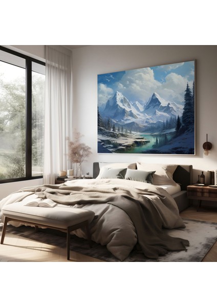 Kış Dağları Duvar Sanatı - Kar Dağlar Karla Kaplı Dağlar Duvar Dekorasyonu modelleri