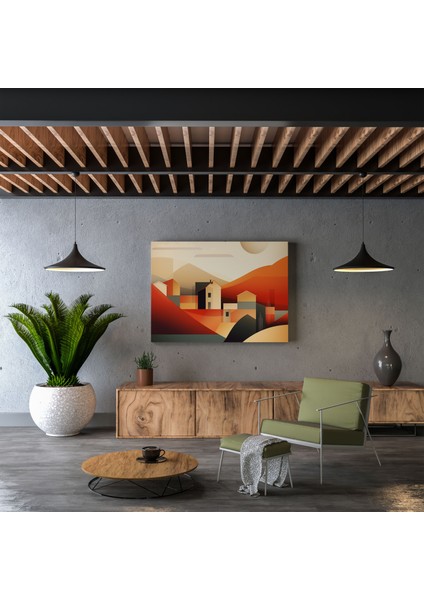 Minimal Köy Manzaralı Kanvas Tablo - Köy Kanvas Duvar Sanatı Duvar Sanatı modelleri