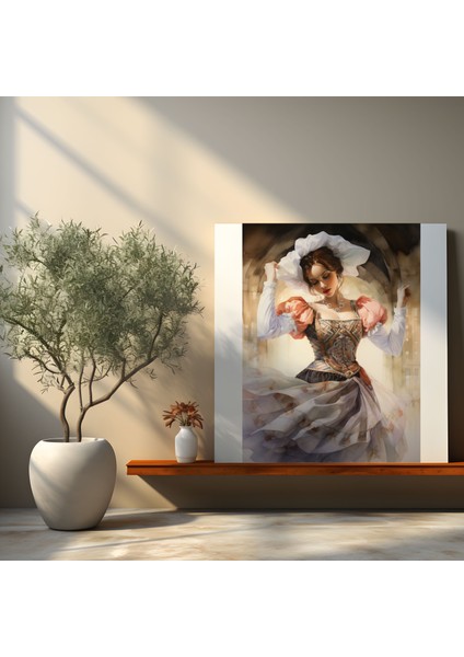 Rönesans Duvar Dekorasyonu - Zarif Dansçı Suluboya - Duvar Sanatı Kanvas Tablo Rönesans Kostümü fiyatları