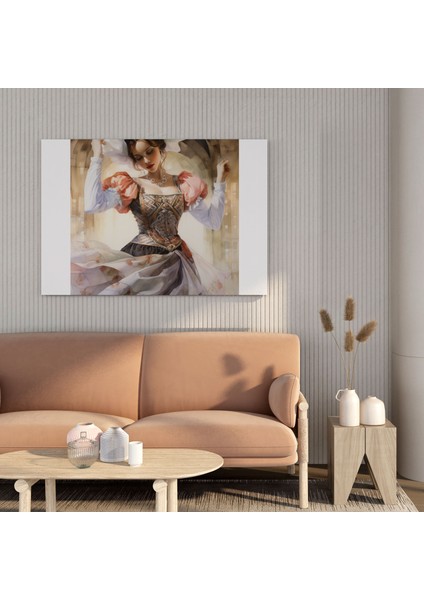 Rönesans Duvar Dekorasyonu - Zarif Dansçı Suluboya - Duvar Sanatı Kanvas Tablo Rönesans Kostümü modelleri