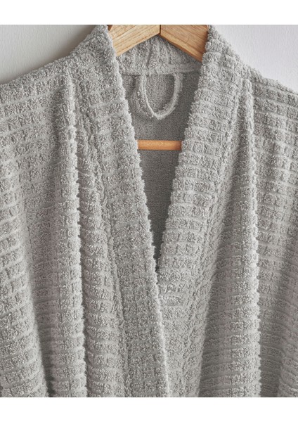 Chequer Pamuk Bornoz S-M Gri modelleri