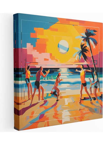 Sadelik ve Çizgiler Plaj Voleybolu Modern Kanvas Tablo