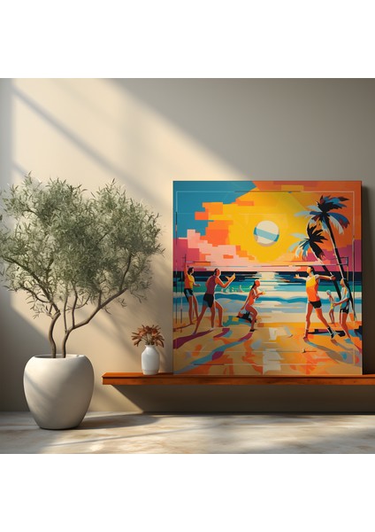 Sadelik ve Çizgiler Plaj Voleybolu Modern Kanvas Tablo fiyatları