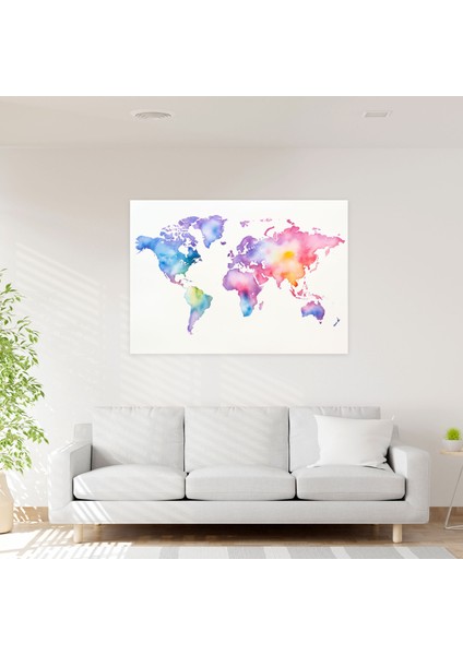 Su Rengi Dünya Haritası Kanvas Tablo - Dünya Haritası Kanvas Duvar Sanatı Duvar Sanatı fiyatları