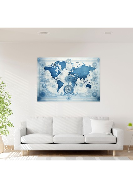 Retro Tasarım Dünya Haritası Kanvas Tablo - Dünya Haritası Kanvas Tablo Duvar Sanatı Haritacılık fiyatları